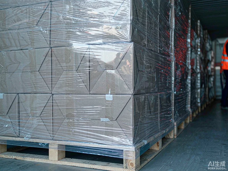 Container being loaded with palletised auto parts at a export warehouse